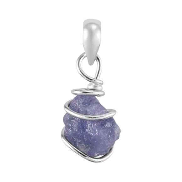 Tanzanite Artisan Rough Cut Pendant in Sterling Silver - Picture 2 of 9